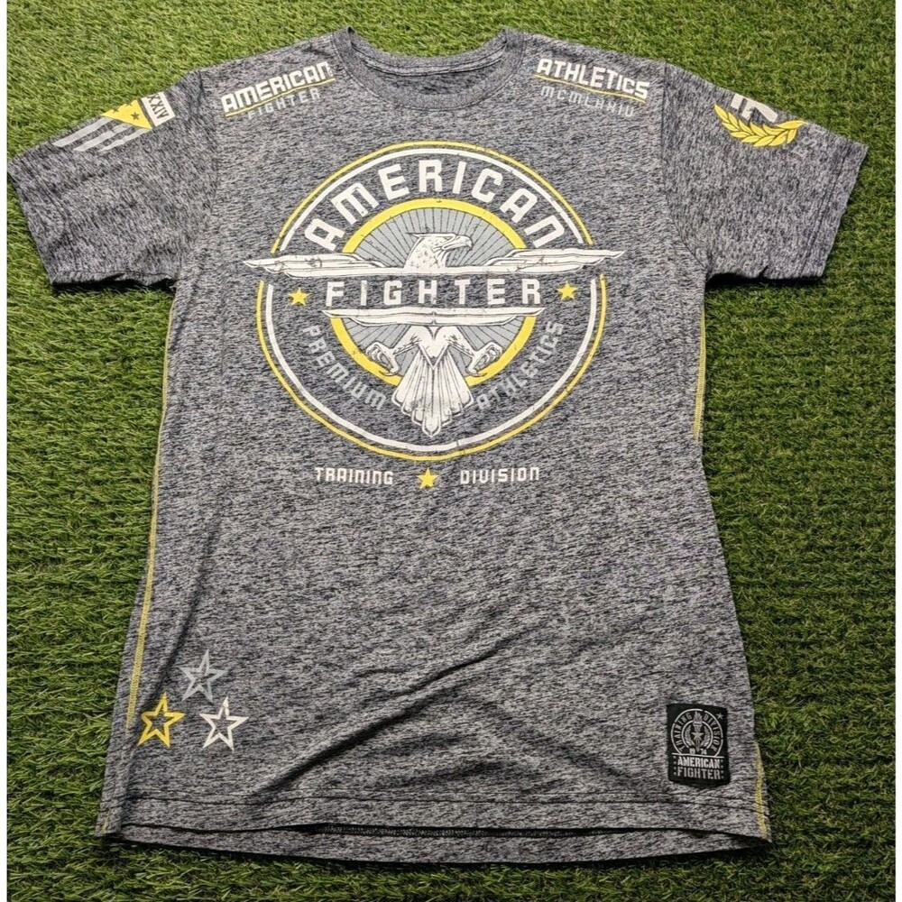 American Fighter Mens Black/Yellow Short Sleeve Shirt! Size Large